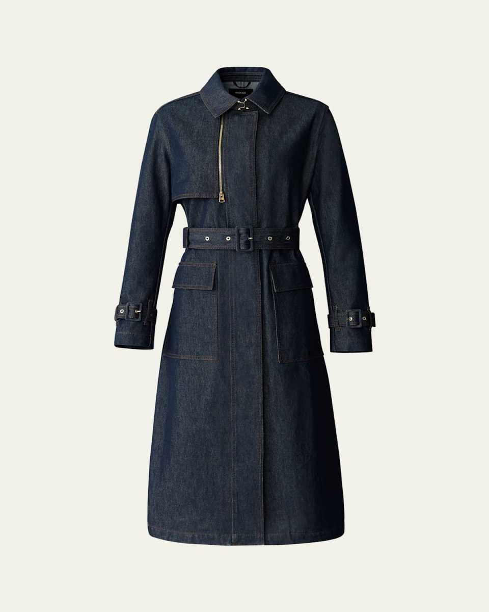 India Belted Denim Trench Coat